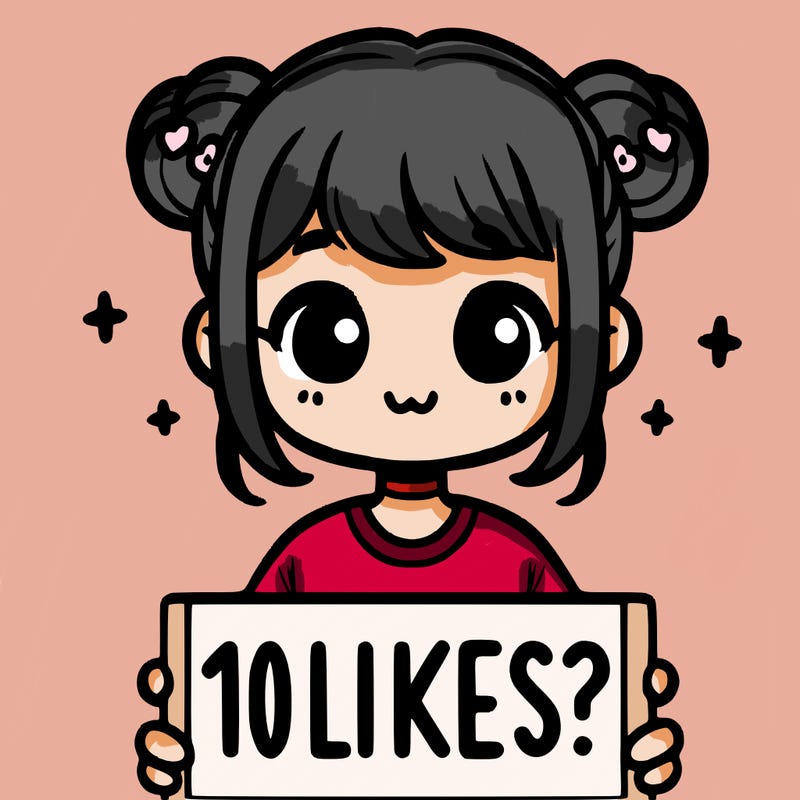 cute girl that is holding a sign that says 10 likes?