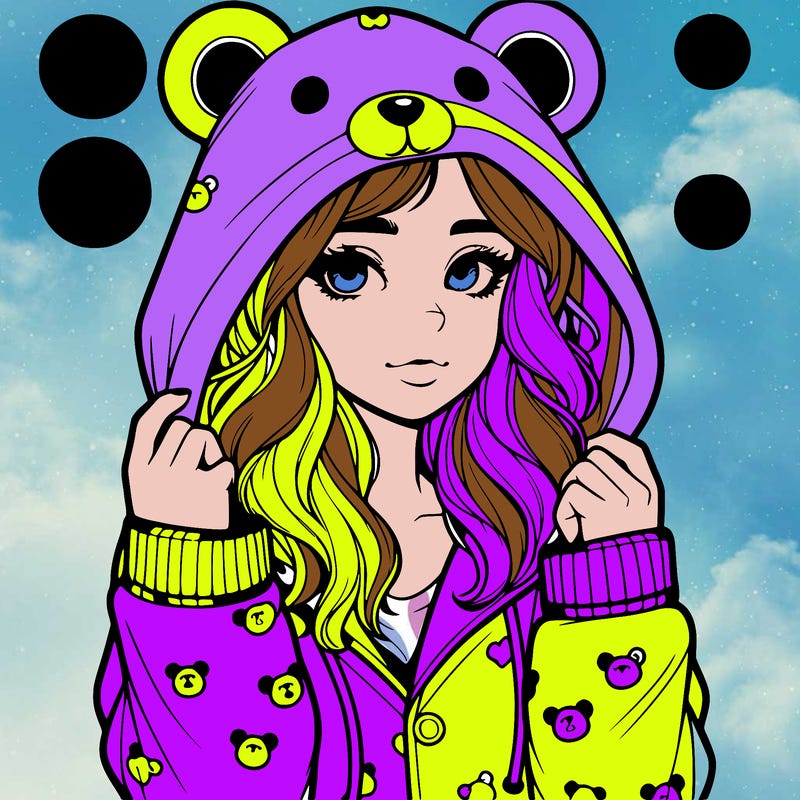 realistic girl in a animal pjs hoodie