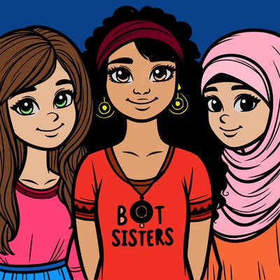 three sisters with a best sisters necklace