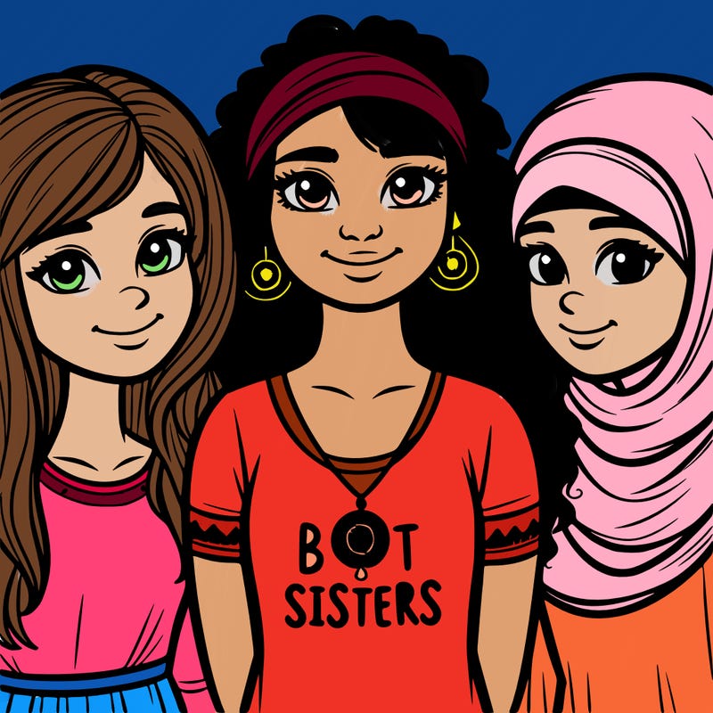 three sisters with a best sisters necklace