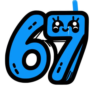 the numbers 67
