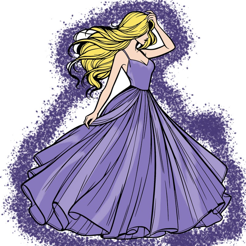 realistic woman with dress flowing in the wind