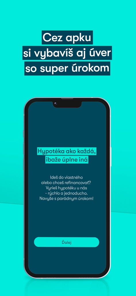 Interfaz de la aplicación móvil 365.bank que muestra funciones de hipotecas y préstamos en la pantalla de un smartphone con un fondo azul verdoso
