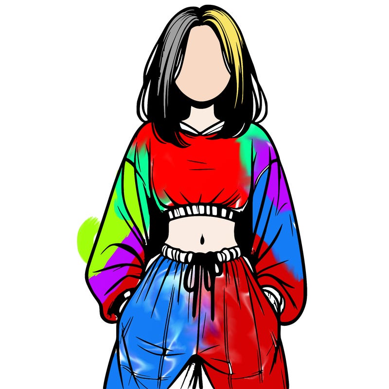 realistic girl faceless with baggy pants and a crop top