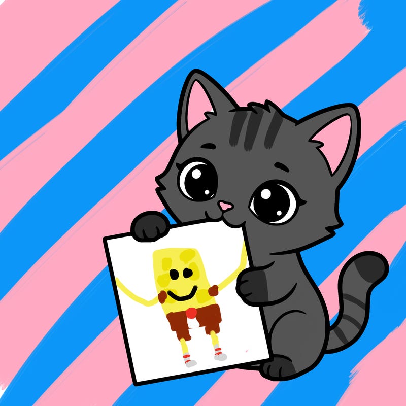 a small cat with a blank sheet of paper in its hand. the cat is sooooooo cute!