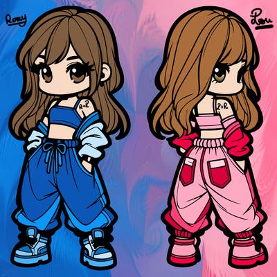 girl in crop top and baggy pants