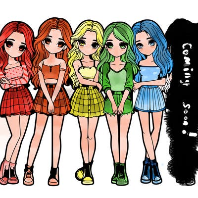 a group of girls realistic