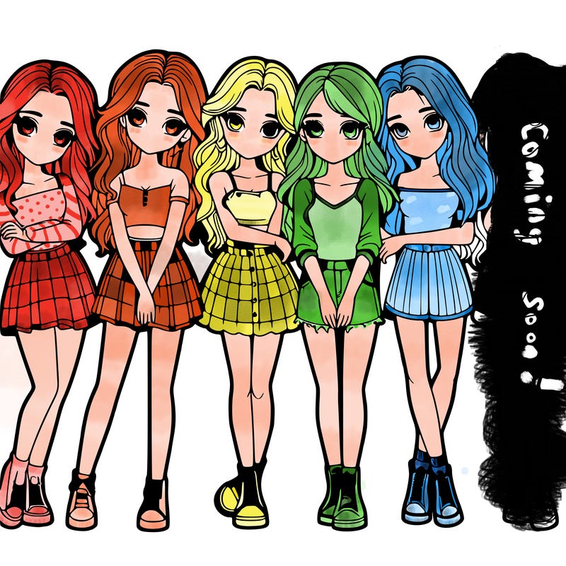 a group of girls realistic