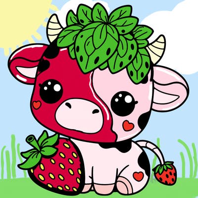 cute strawberry cow