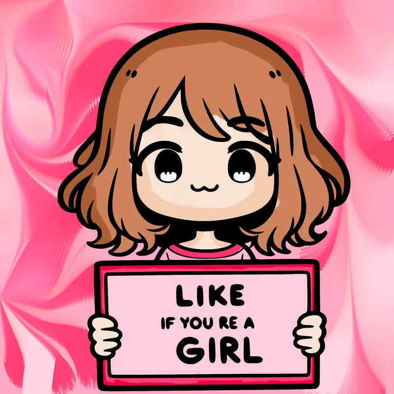 a cute girl holding a sign that says like if you’re a girl