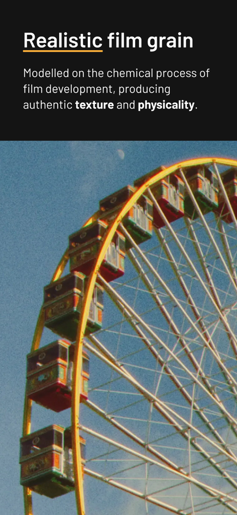 mood.camera - Ferris wheel with realistic film grain texture and analog aesthetic