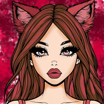 realistic girl with fox ears and realistic lips