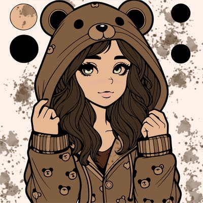 realistic girl in a animal pjs hoodie