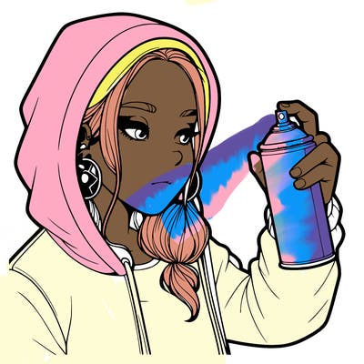 a realistic girl, spray painting