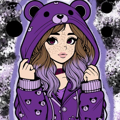 realistic girl in a animal pjs hoodie