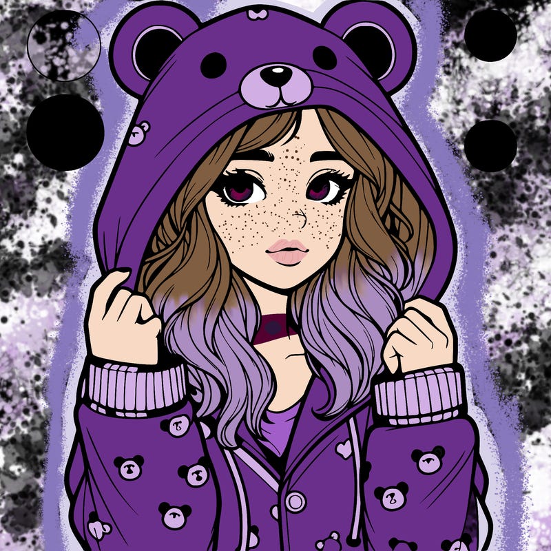 realistic girl in a animal pjs hoodie