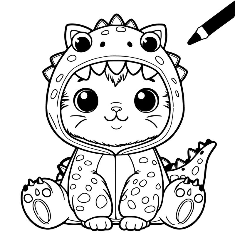 cat with dinosaur onesie