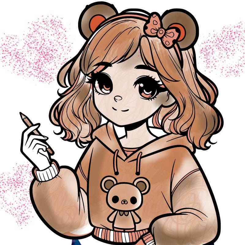 beautiful girl in a bear sweatshirt