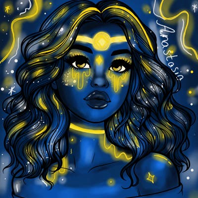 realistic girl with wavy hair and lips