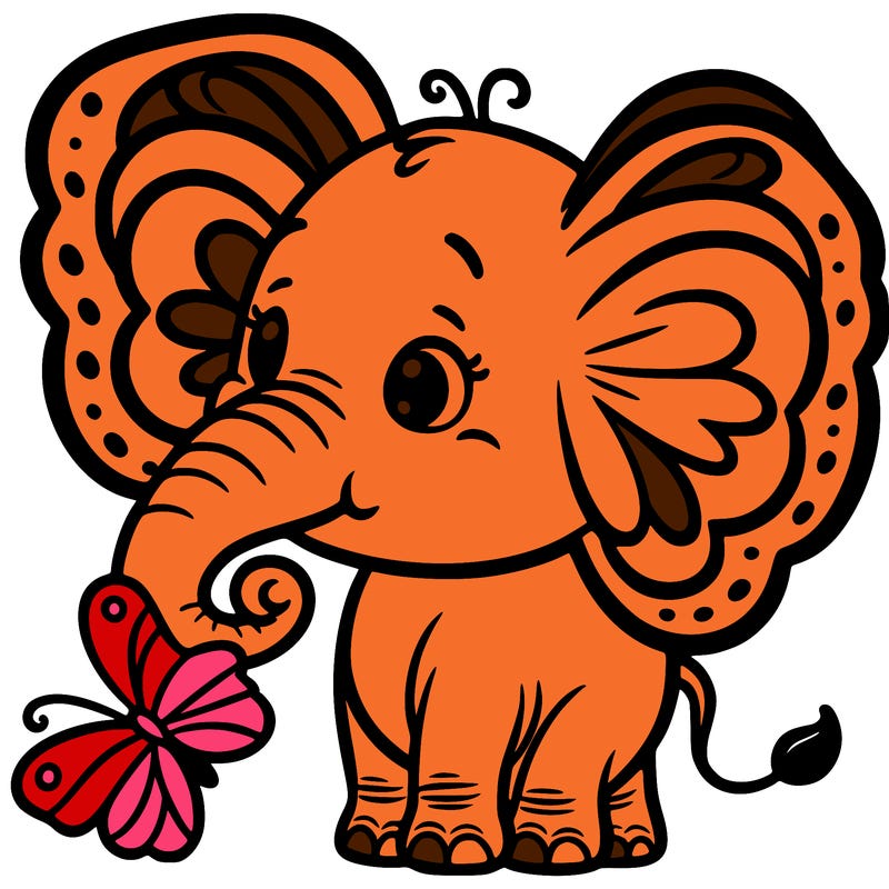 elephant with butterfly ears
