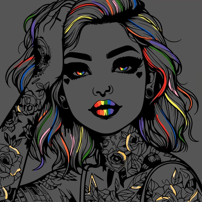 realistic girl with tattoos all over