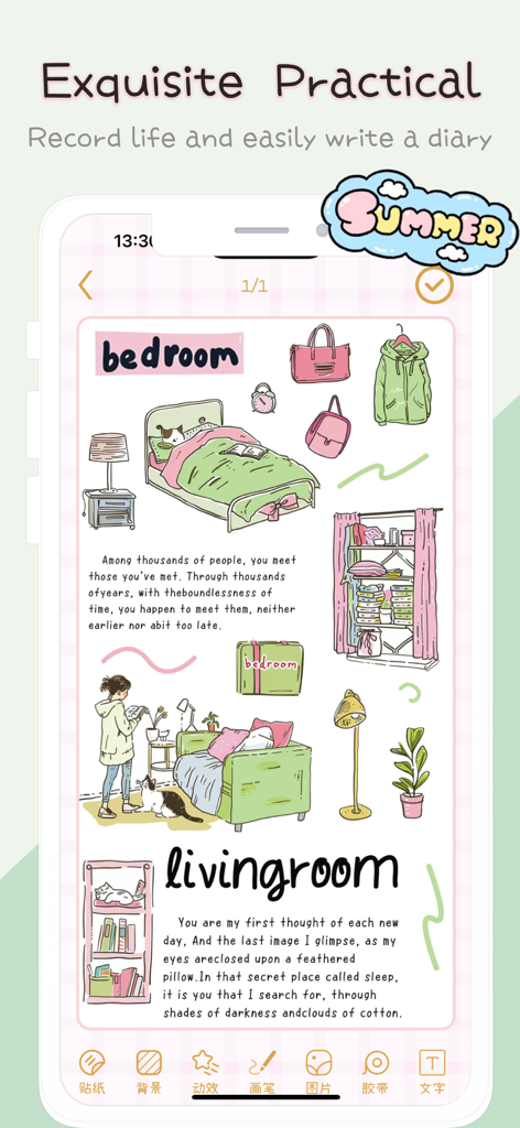 Daily Notes - Keep diary app - Entrada de diario digital con lindas ilustraciones y diseño de diario estético en la aplicación Daily Notes