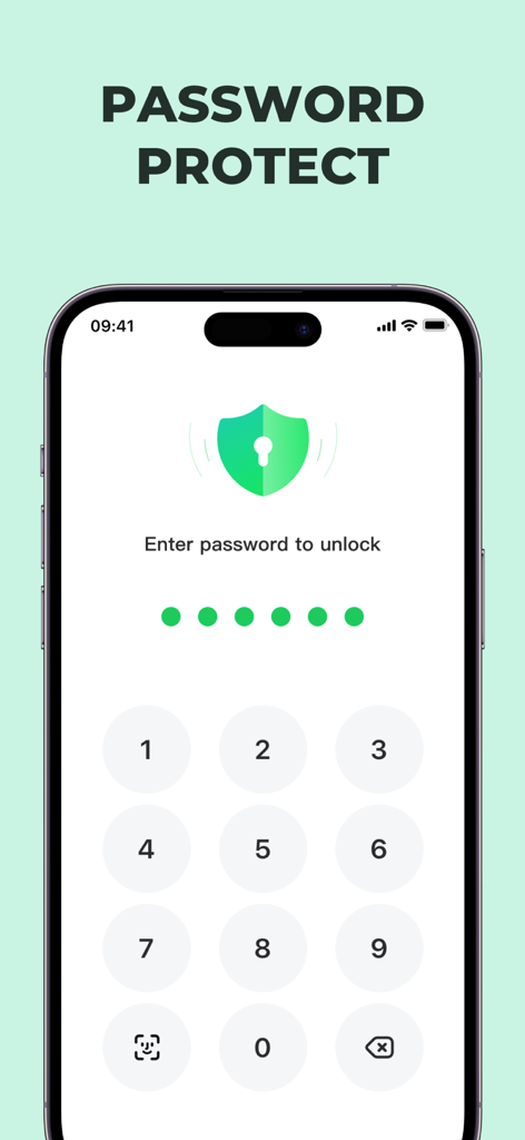 App Lock - Lock Apps ™ - Écran de protection par mot de passe App Lock avec un clavier numérique et une icône de bouclier