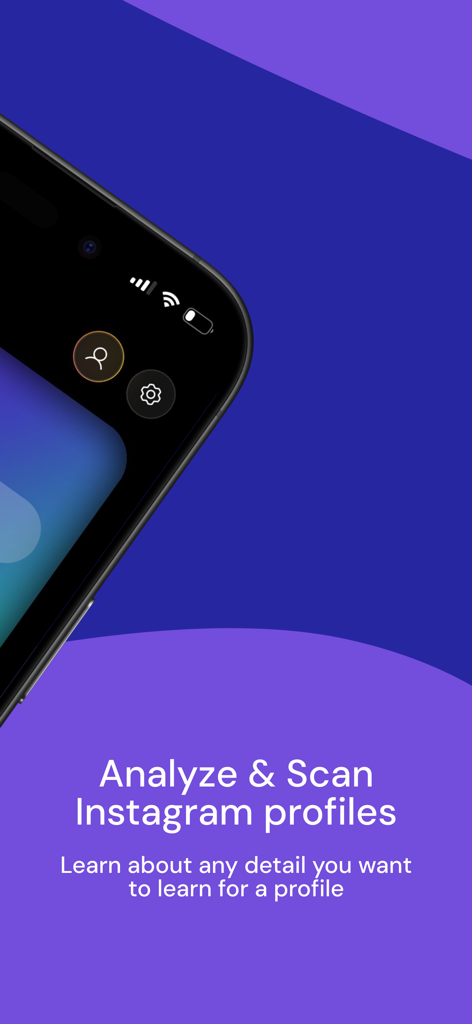 Smartphone exibindo o aplicativo Spy and Stalker para analisar e escanear perfis do Instagram.