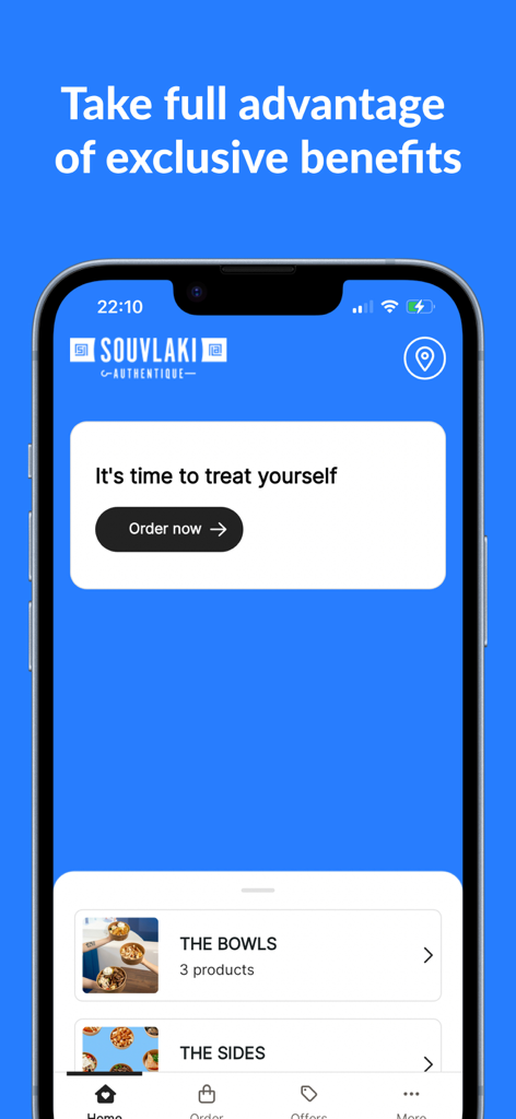 Souvlaki Authentique - Souvlaki Authentique mobile app home screen showing menu categories and order button