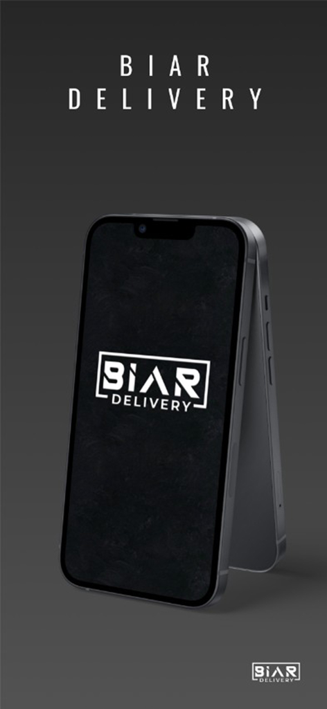 Biar Delivery - Biar Delivery app logo displayed on a smartphone screen with a dark background