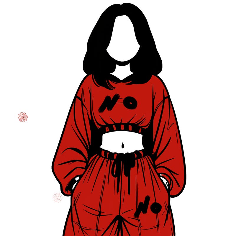 realistic girl faceless with baggy pants and a crop top