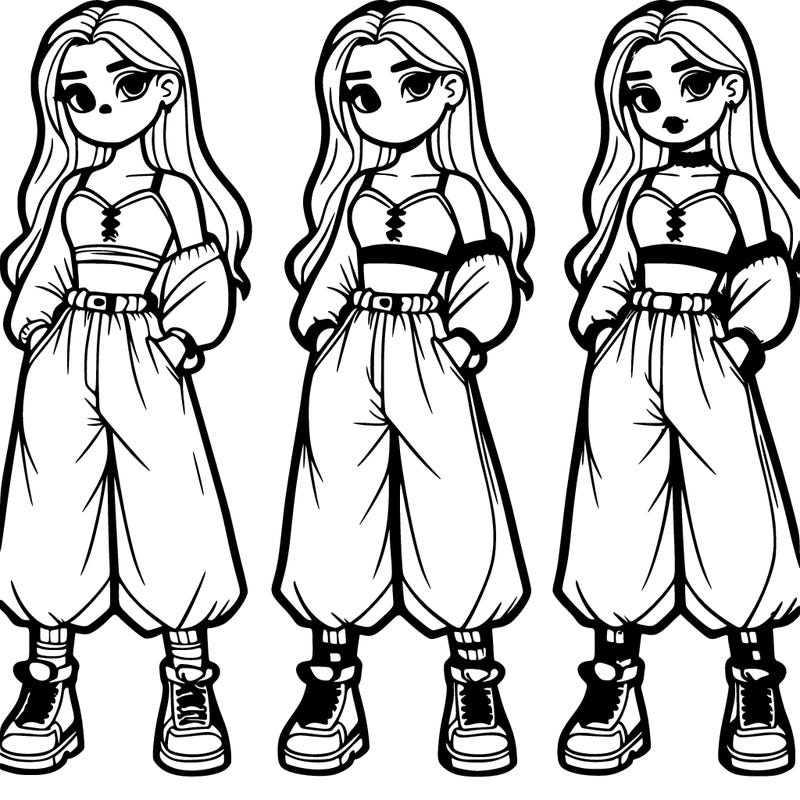 girl in baggy pants and crop top