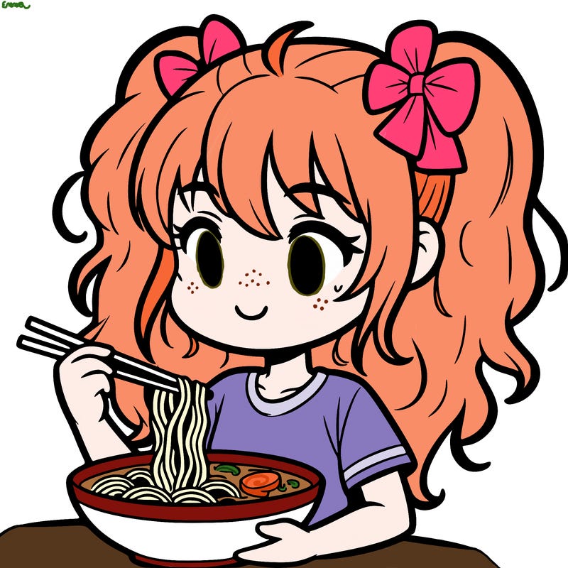 a girl eating ramen