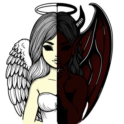 realistic angel half demon