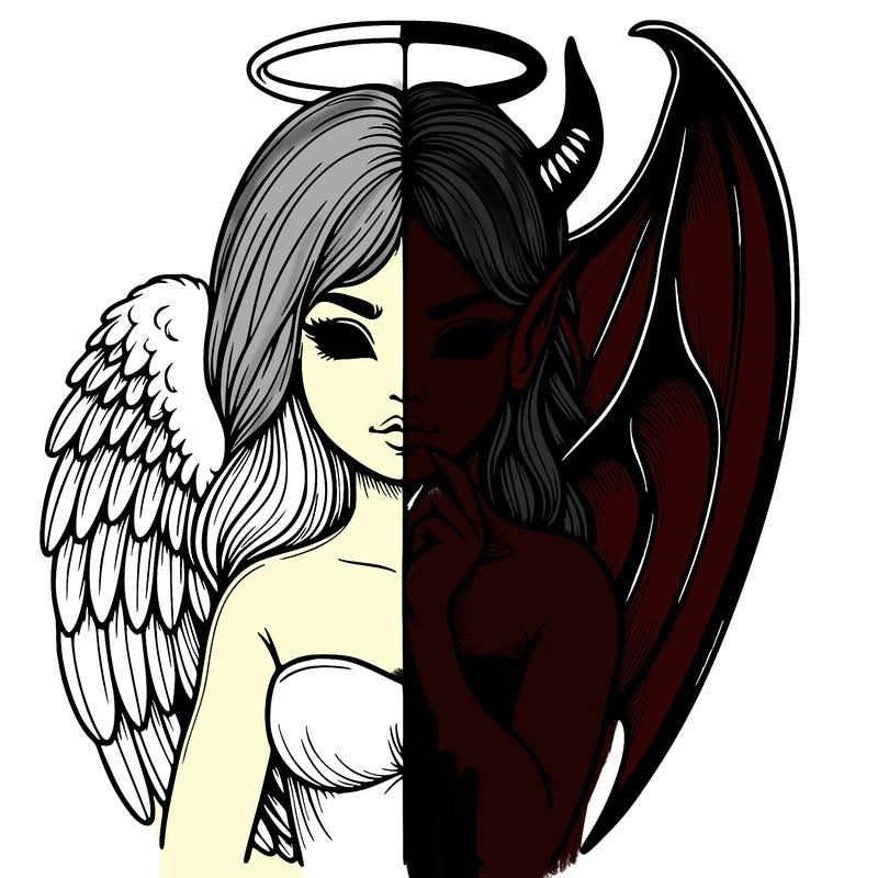 realistic angel half demon