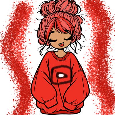 girl with baggy sweatshirt and messy bun