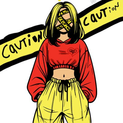 realistic girl faceless with baggy pants and a crop top