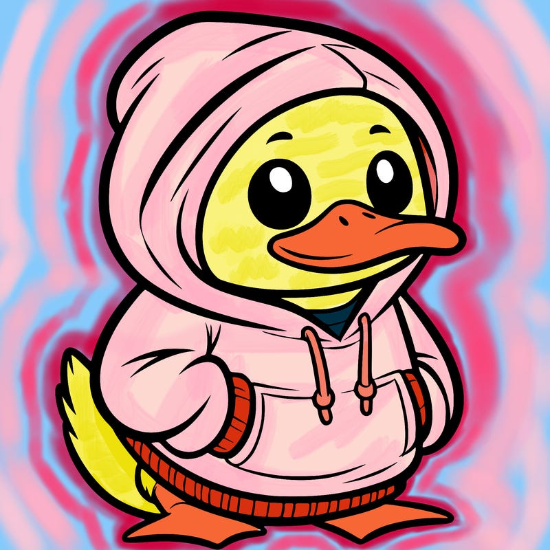 duck wearing a hoodie