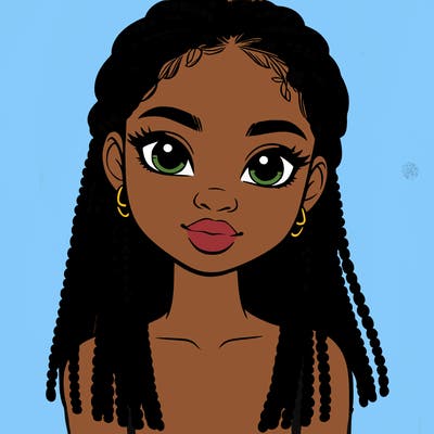 a realistic black girl with braids