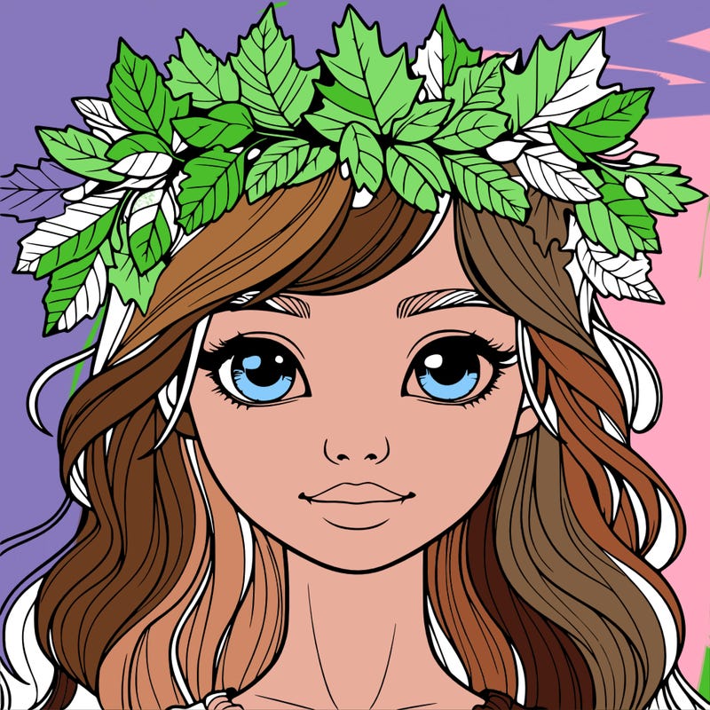 realistic girl with fall leaf crown