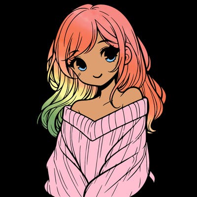 shy pretty girl wearing a sweater that is falling off one shoulder portrait