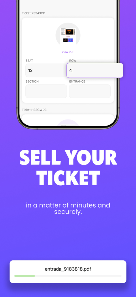 Rebel - Buy and Sell Tickets - Interface for selling event tickets on the Rebel app