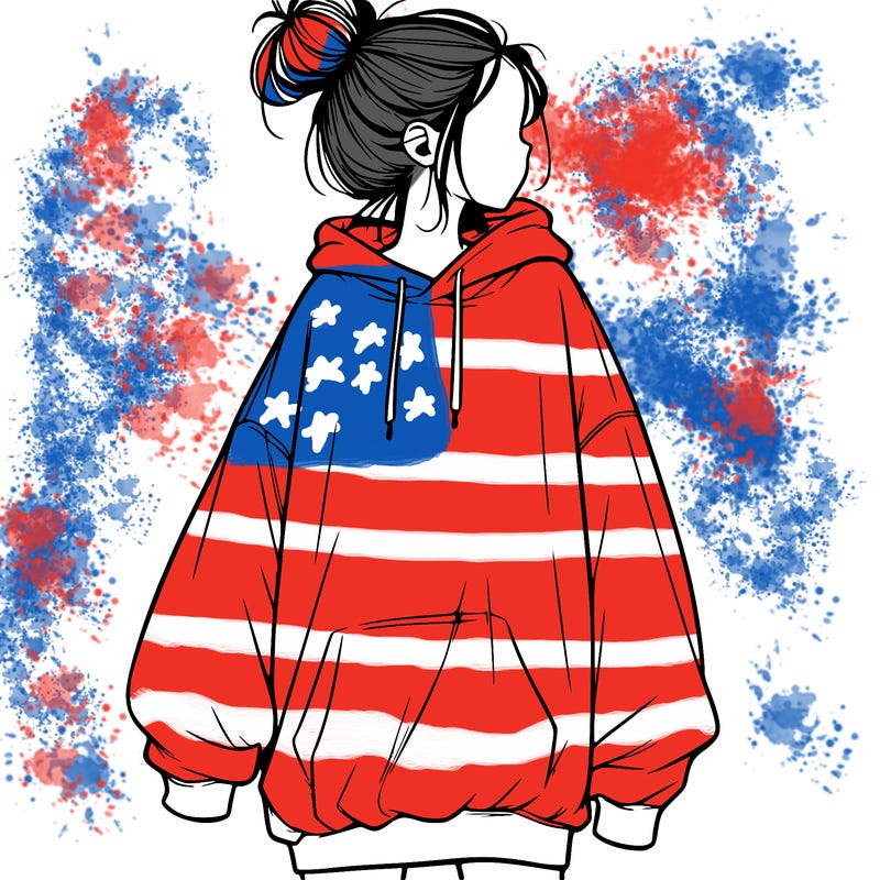 realistic girl with a oversized sweatshirt on and a bun
