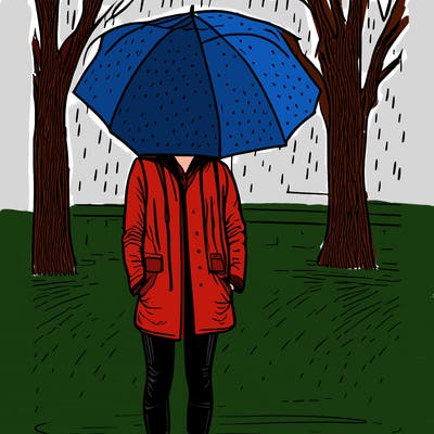 person standing in the rain