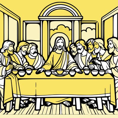 jesus shares the last supper with twelve apostles