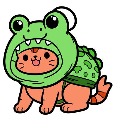 a cat in a frog costume
