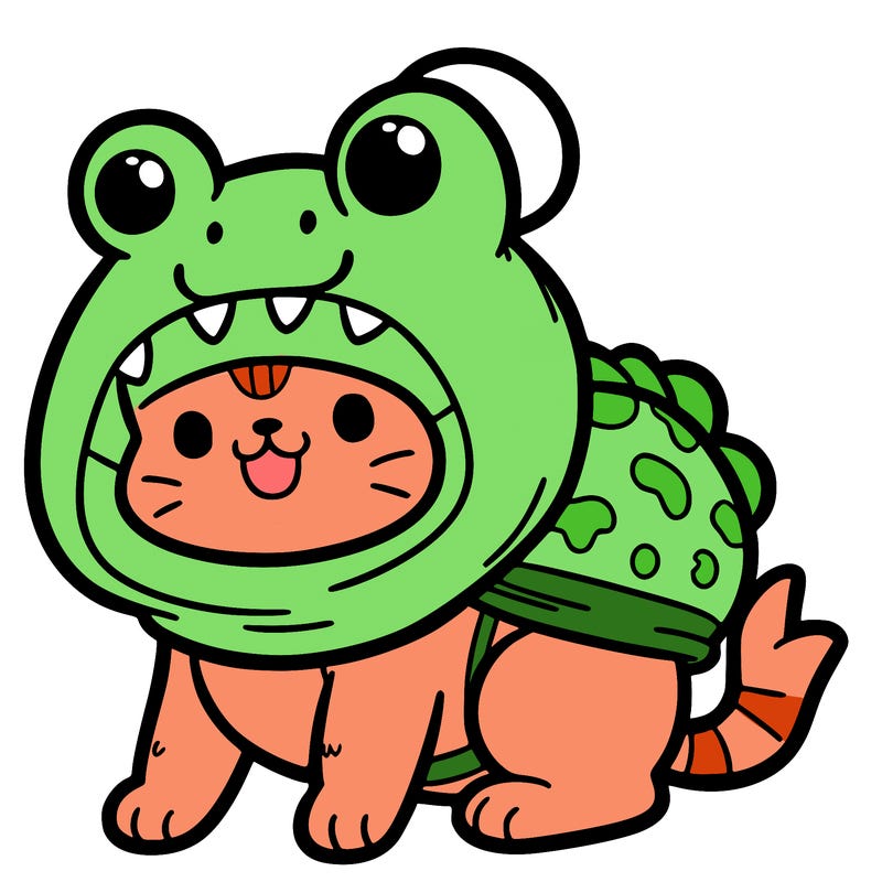 a cat in a frog costume