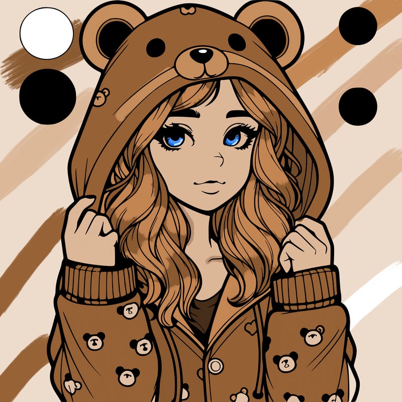 realistic girl in a animal pjs hoodie