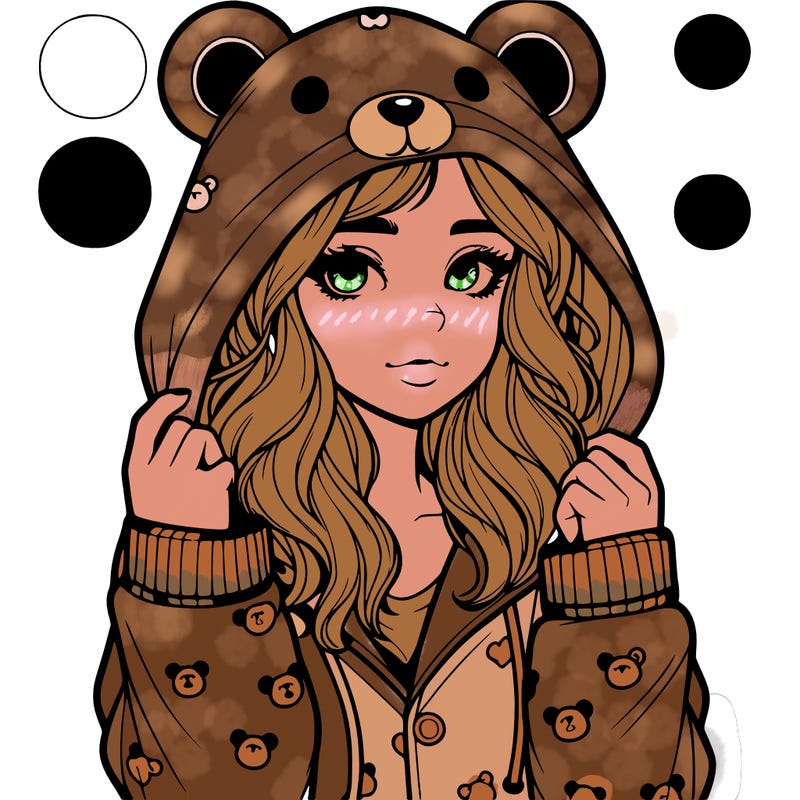 realistic girl in a animal pjs hoodie