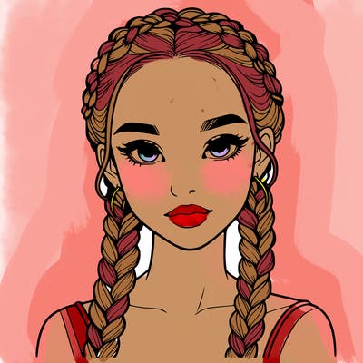 realistic girl with braids